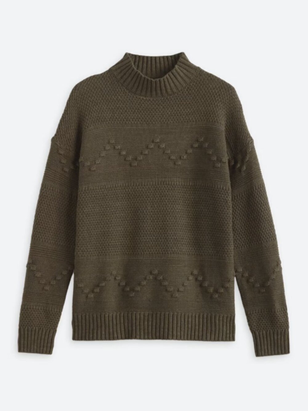 PINK CLOVER Gabriel Mock Neck Textured Sweater Olive Size XXL Stitch Fix